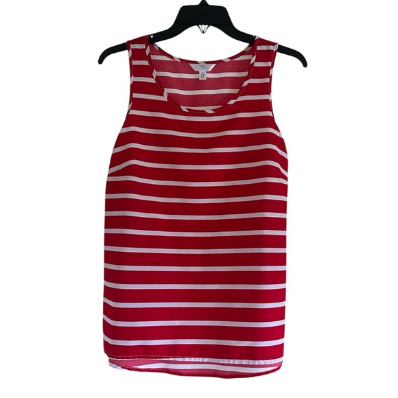 Time and Tru Tops - Time and Tru Striped Red and White Size Small Scoop Neck Tank Top